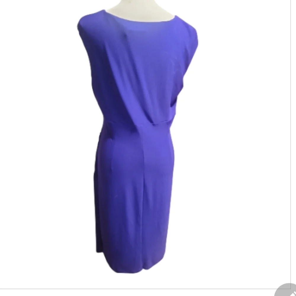 Lauren Ralph Lauren Vivid Purple Midi faux wrap stetch sheath Dress 12